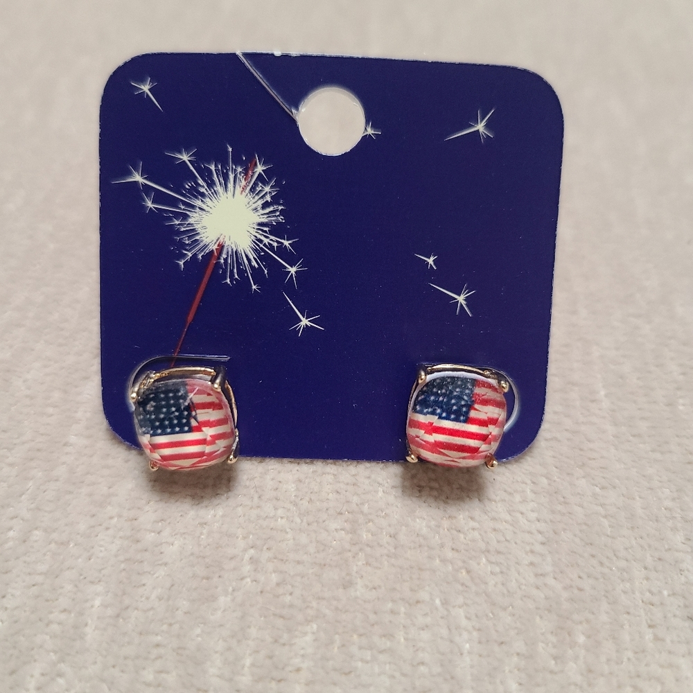 3/$10 Charming Charlie American Flag Earrings - NEW